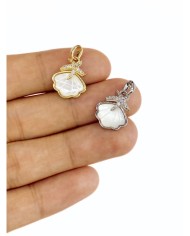 Pirinç Zirkon Taşlı Deniz Kabuğu Kolye Bileklik Ucu Charm Gümüş 1 Adet