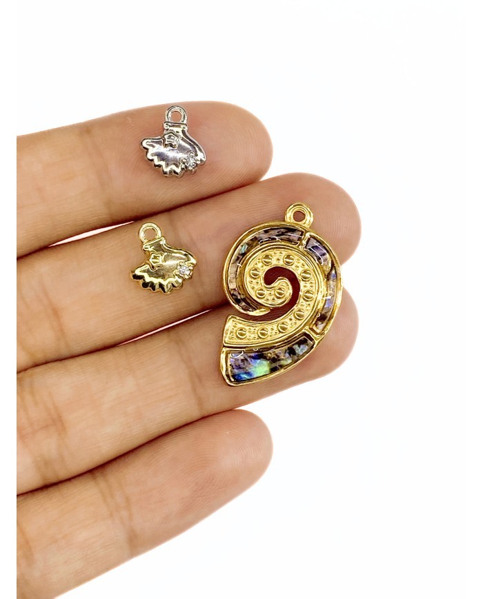 Pirinç Zirkon Mineli Küçük Deniz Kabuğu Kolye Bileklik Ucu Charm Altın 1 Adet