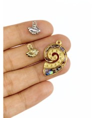 Pirinç Zirkon Mineli Küçük Deniz Kabuğu Kolye Bileklik Ucu Charm Altın 1 Adet