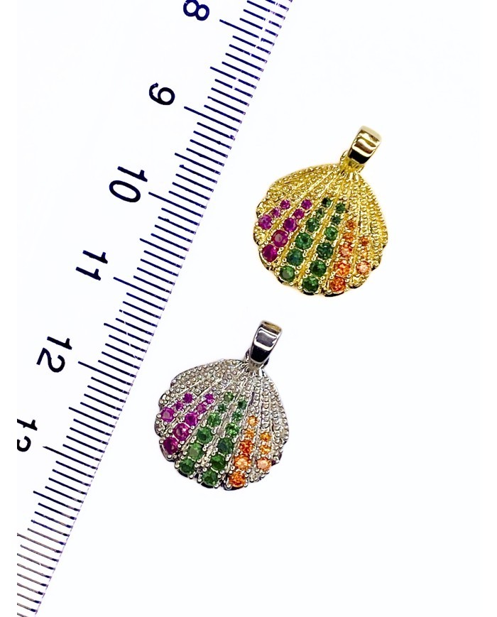 Pirinç Zirkon Taşlı Deniz Kabuğu Kolye Bileklik Ucu Charm Altın 1 Adet