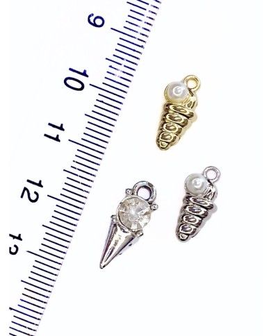 Pirinç Zirkon Taşlı Deniz Kabuğu Kolye Bileklik Ucu Charm Gümüş 1 Adet