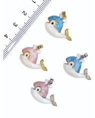 Pirinç Zirkon Taşlı Gül Kolye Bileklik Ucu Charm Gümüş Mavi 1 Adet