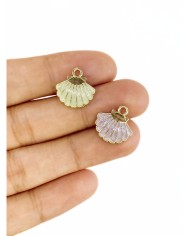 Pirinç Zirkon Mineli İstiridye Kolye Bileklik Ucu Charm Yeşil 1 Adet