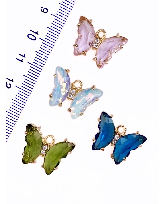 Pirinç Zirkon Taşlı Kelebek Kolye Bileklik Ucu Charm Lacivert 1 Adet