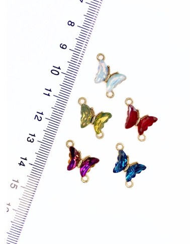 Pirinç Zirkon Taşlı Kelebek Kolye Bileklik Ucu Charm Mavi 1 Adet