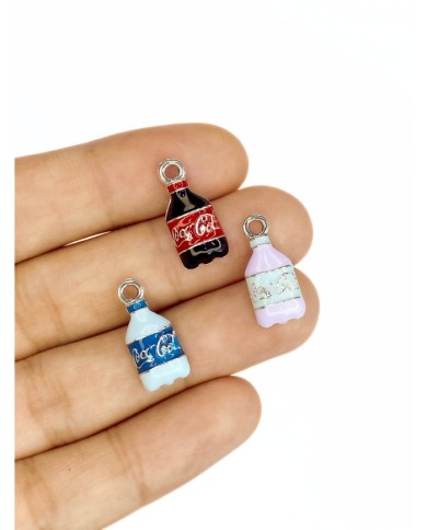 Pirinç Zirkon Mineli Şişe Kola Kolye Bileklik Ucu Charm Pembe 1 Adet