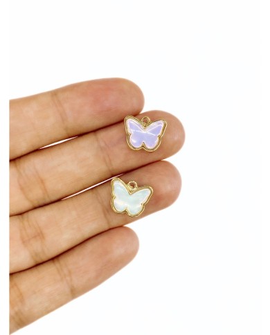 Pirinç Zirkon Taşlı Kelebek Kolye Bileklik Ucu Charm Pembe 1 Adet