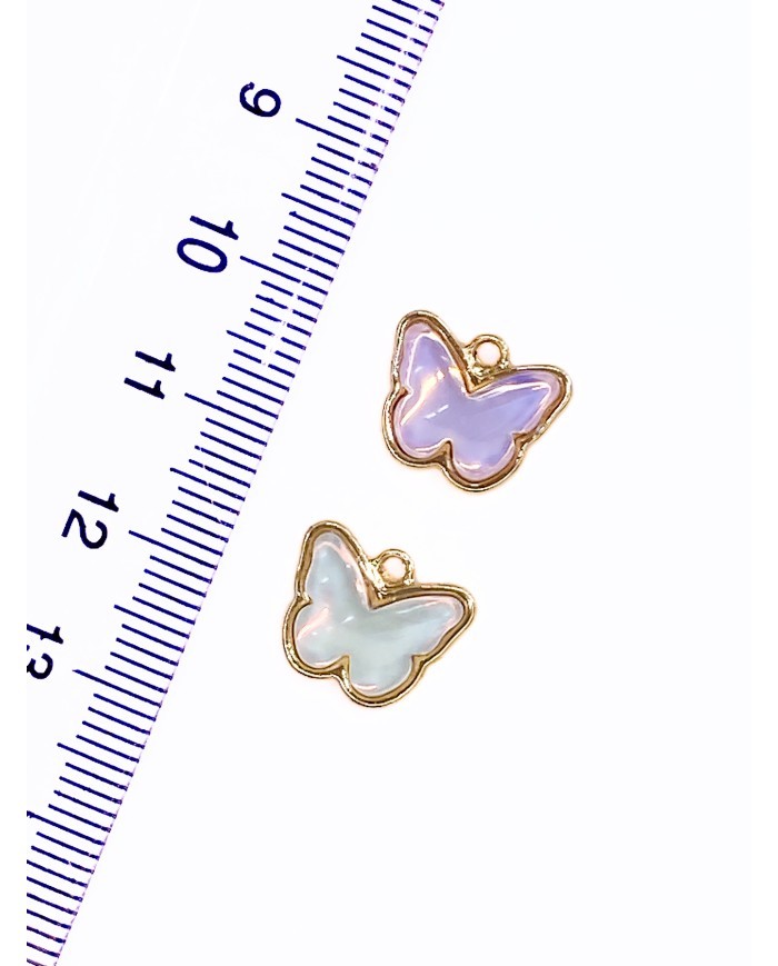 Pirinç Zirkon Taşlı Kelebek Kolye Bileklik Ucu Charm Pembe 1 Adet