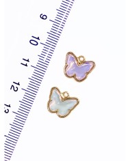 Pirinç Zirkon Taşlı Kelebek Kolye Bileklik Ucu Charm Pembe 1 Adet