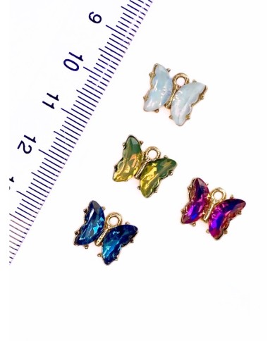 Pirinç Zirkon Taşlı Kelebek Kolye Bileklik Ucu Charm Mor 1 Adet