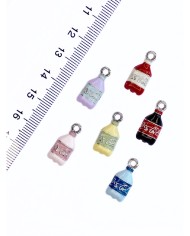 Pirinç Zirkon Mineli Şişe Kola Kolye Bileklik Ucu Charm Mavi 1 Adet