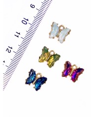 Pirinç Zirkon Taşlı Kelebek Kolye Bileklik Ucu Charm Lacivert 1 Adet