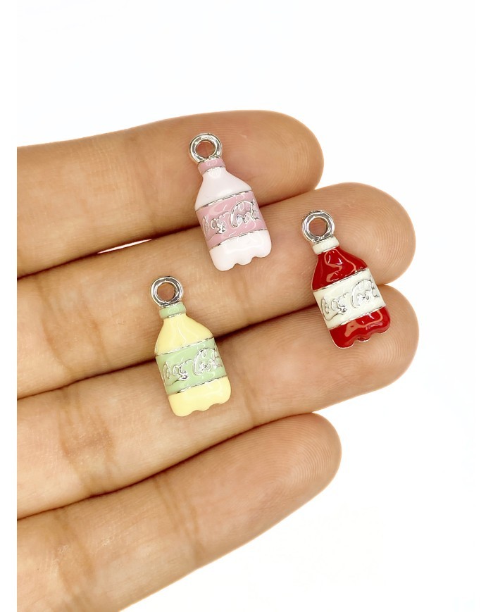 Pirinç Zirkon Mineli Şişe Kola Kolye Bileklik Ucu Charm Sarı 1 Adet