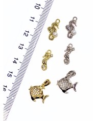 Pirinç Zirkon Taşlı Balık Kolye Bileklik Ucu Charm Gümüş 1 Adet