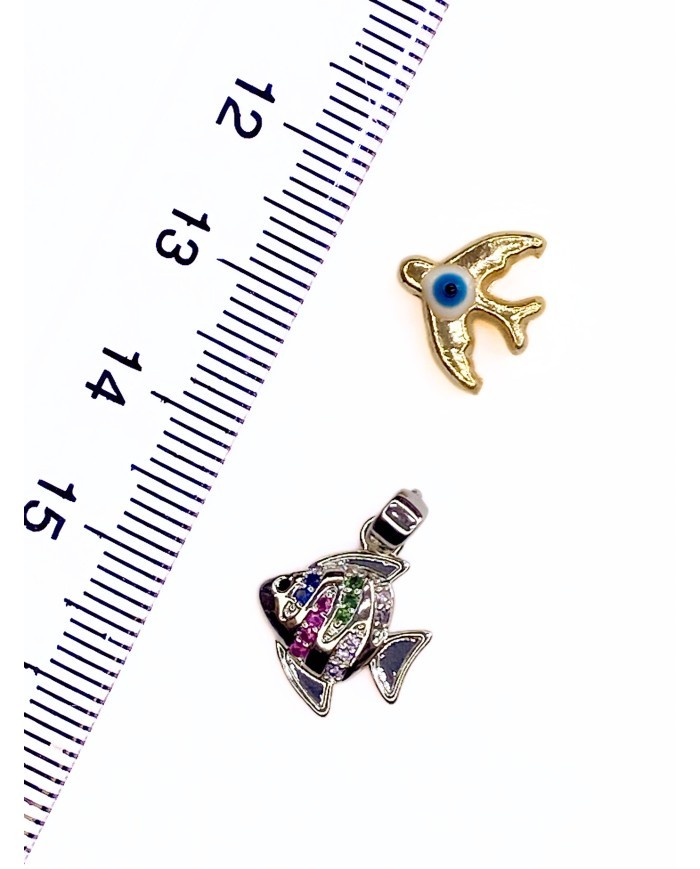 Pirinç Zirkon Mineli Balık Kolye Bileklik Ucu Charm Altın 1 Adet