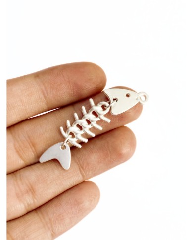 Pirinç Zirkon Mineli Kılçıklı Balık Kolye Bileklik Ucu Charm Beyaz 1 Adet