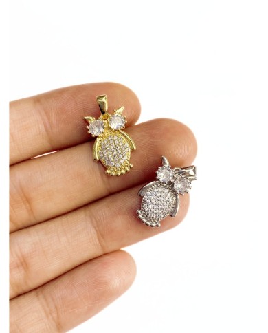 Pirinç Zirkon Taşlı Baykuş Kolye Bileklik Ucu Charm Gümüş 1 Adet