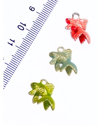 Pirinç Zirkon Mineli Beta Balığı Kolye Bileklik Ucu Charm Kırmızı 1 Adet