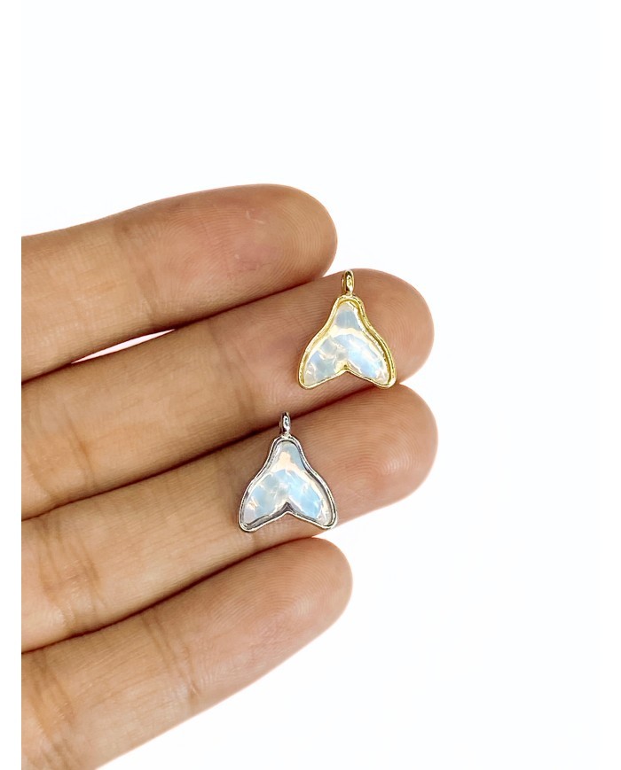 Pirinç Zirkon Taşlı Balık Kuyruğu Kolye Bileklik Ucu Charm Gümüş 1 Adet