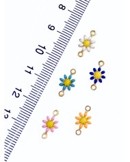 Pirinç Zirkon Mineli Papatya Kolye Bileklik Ucu Charm Mavi 1 Adet