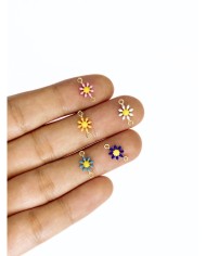 Pirinç Zirkon Mineli Papatya Kolye Bileklik Ucu Charm Turuncu 1 Adet