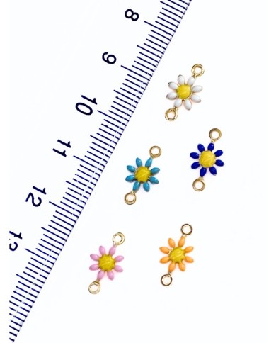 Pirinç Zirkon Mineli Papatya Kolye Bileklik Ucu Charm Turuncu 1 Adet