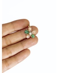 Pirinç Zirkon Taşlı Çiçek Kolye Bileklik Ucu Charm 1 Adet