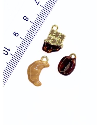 Pirinç Zirkon Mineli Kruvasan Kolye Bileklik Ucu Charm Kahverengi 1 Adet