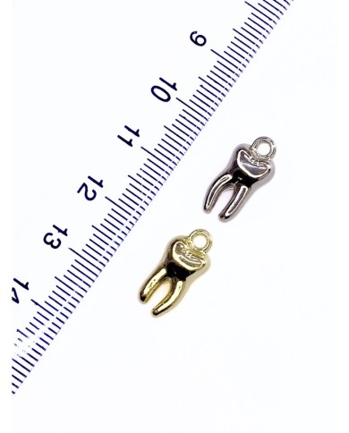 Pirinç Zirkon Mineli Diş Kolye Bileklik Ucu Charm Altın 1 Adet