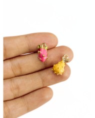 Pirinç Zirkon Mineli Ejder Meyvesi Kolye Bileklik Ucu Charm Sarı 1 Adet