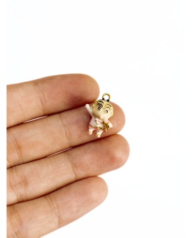 Pirinç Zirkon Mineli Figürlü Kolye Bileklik Ucu Charm Pembe 1 Adet