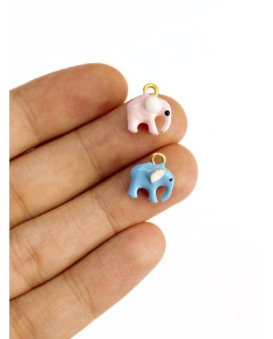 Pirinç Zirkon Mineli Fil Kolye Bileklik Ucu Charm Mavi 1 Adet
