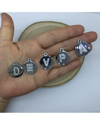 Taşlı Madalyon Harf - Küpe Kolye - 2 Adet