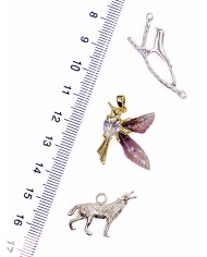 Pirinç Zirkon Mineli Kurt Kolye Bileklik Ucu Charm 1 Adet