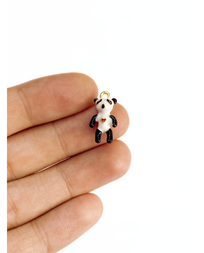 Pirinç Zirkon Mineli Panda Kolye Bileklik Ucu Charm 1 Adet