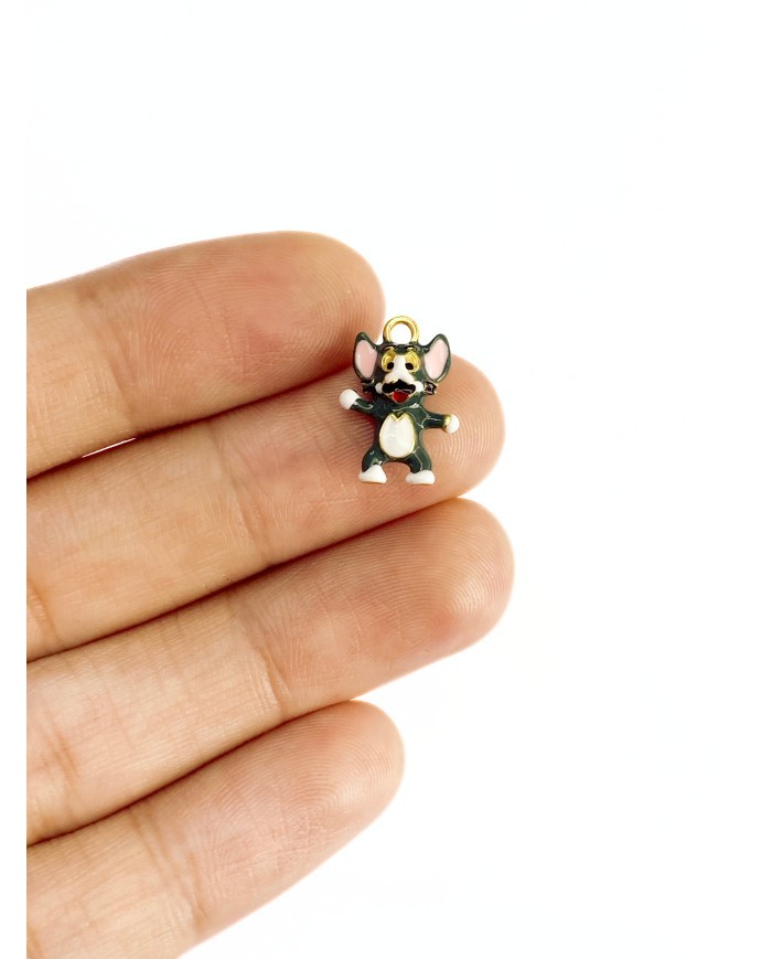 Pirinç Zirkon Mineli Kedi Tom Kolye Bileklik Ucu Charm 1 Adet