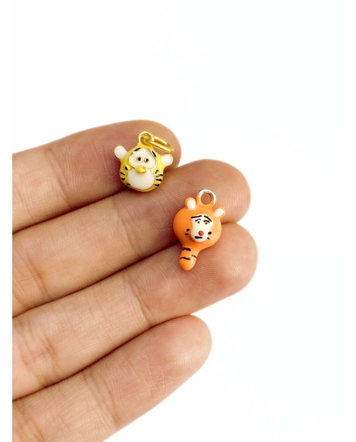 Pirinç Zirkon Mineli Kaplan Kolye Bileklik Ucu Charm Sarı 1 Adet