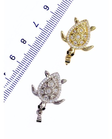 Pirinç Zirkon Taşlı Kaplumbağa Kolye Bileklik Ucu Charm Gümüş 1 Adet