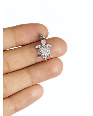 Pirinç Zirkon Taşlı Kaplumbağa Kolye Bileklik Ucu Charm Gümüş 1 Adet