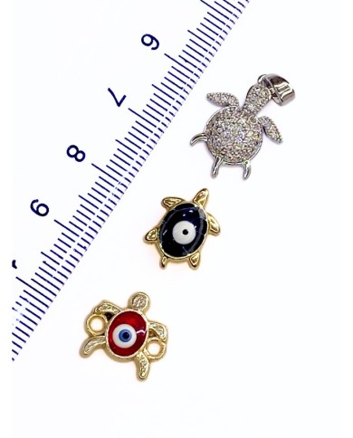 Pirinç Zirkon Taşlı Kaplumbağa Kolye Bileklik Ucu Charm Gümüş 1 Adet