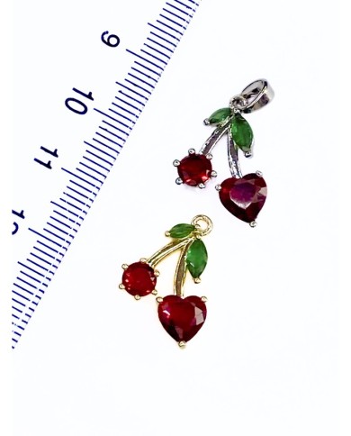 Pirinç Zirkon Taşlı Kiraz Kolye Bileklik Ucu Charm Altın 1 Adet