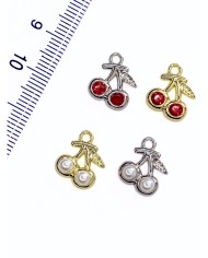 Pirinç Zirkon Taşlı Kiraz Kolye Bileklik Ucu Charm Gümüş 1 Adet