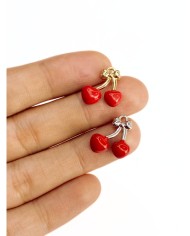 Pirinç Zirkon Mineli Kiraz Kolye Bileklik Ucu Charm Gümüş 1 Adet