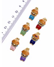 Pirinç Zirkon Mineli Labubu Kolye Bileklik Ucu Charm Mor 1 Adet