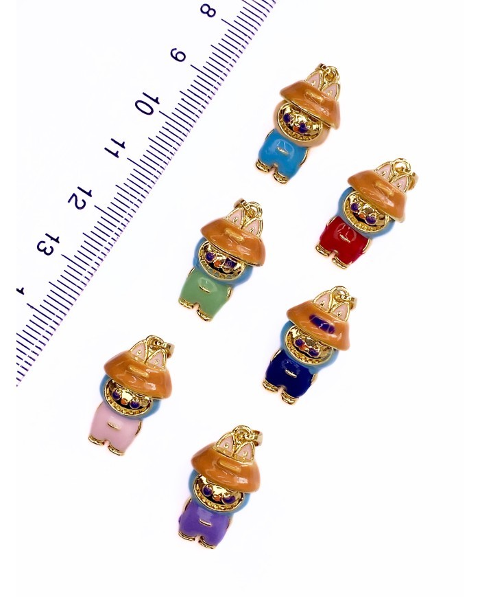 Pirinç Zirkon Mineli Labubu Kolye Bileklik Ucu Charm Yeşil 1 Adet