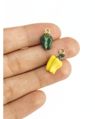 Pirinç Zirkon Mineli Dolma Biber Kolye Bileklik Ucu Charm Yeşil 1 Adet