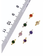 Pirinç Zirkon Taşlı Mini Kolye Bileklik Ucu Charm Gümüş Mor 1 Adet