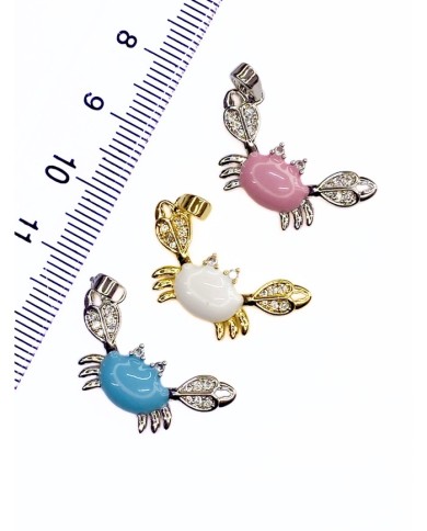 Pirinç Zirkon Taşlı Yengeç Kolye Bileklik Ucu Charm Beyaz 1 Adet