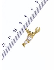 Pirinç Zirkon Taşlı Istakoz Kolye Bileklik Ucu Charm 1 Adet