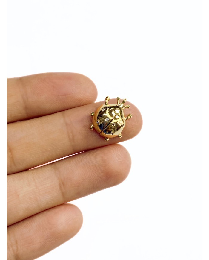 Pirinç Zirkon Taşlı Uğurböceği Kolye Bileklik Ucu Charm 1 Adet